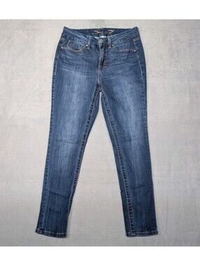 Seven7 Womens Size 8 Blue Tummyless High Rise Skinny Jeans Dark Wash Stretch